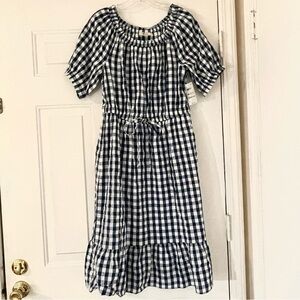 Style & Co. Navy and White Checkered Dress Sz M
